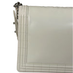 Chanel White Brushed Leather L Boy Bag 2012