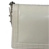 Chanel White Brushed Leather L Boy Bag 2012