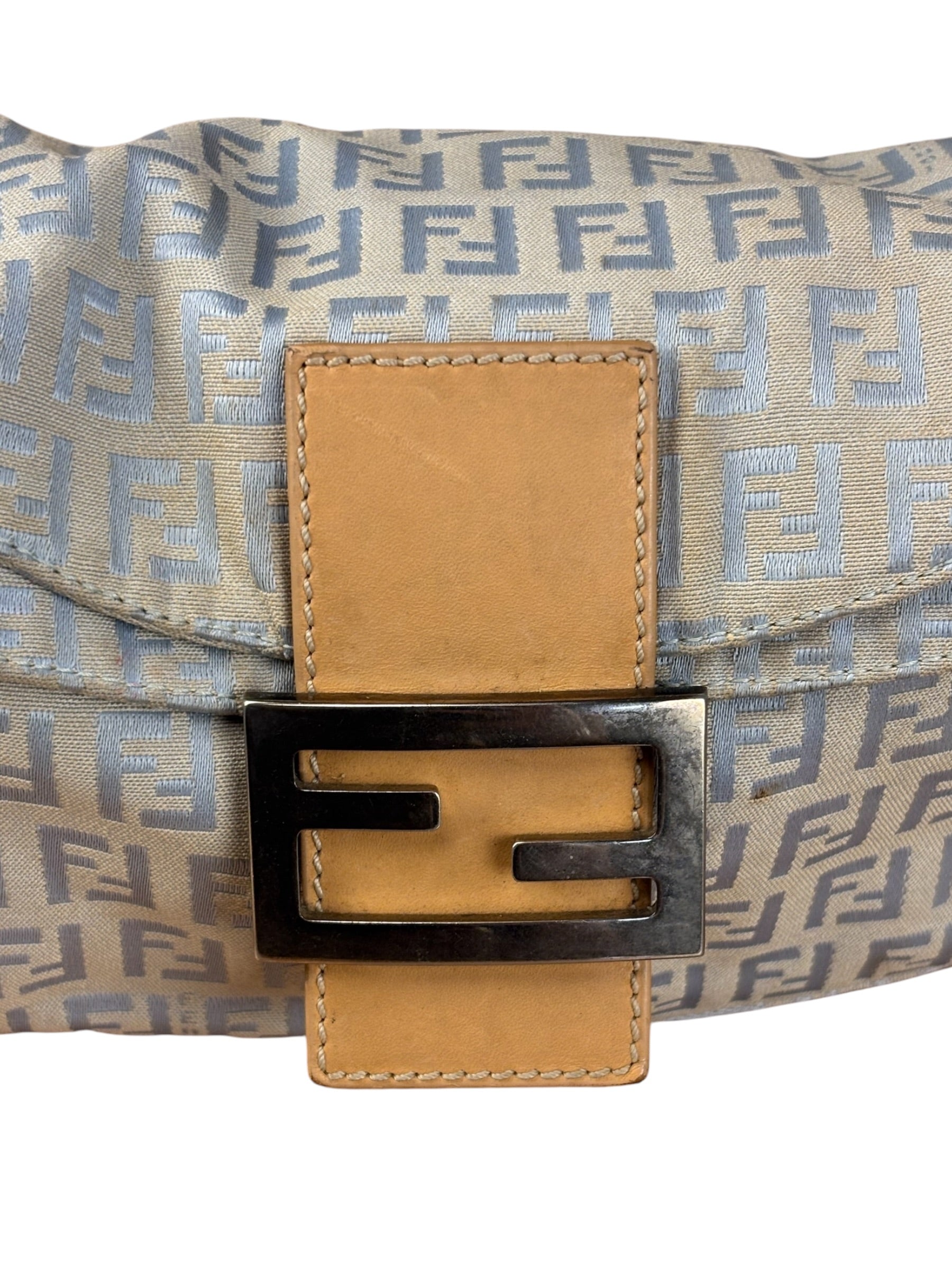 Fendi Vintage Blue Zucca Print Baguette