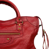 Balenciaga Red Leather Moto City Shoulder Bag Medium