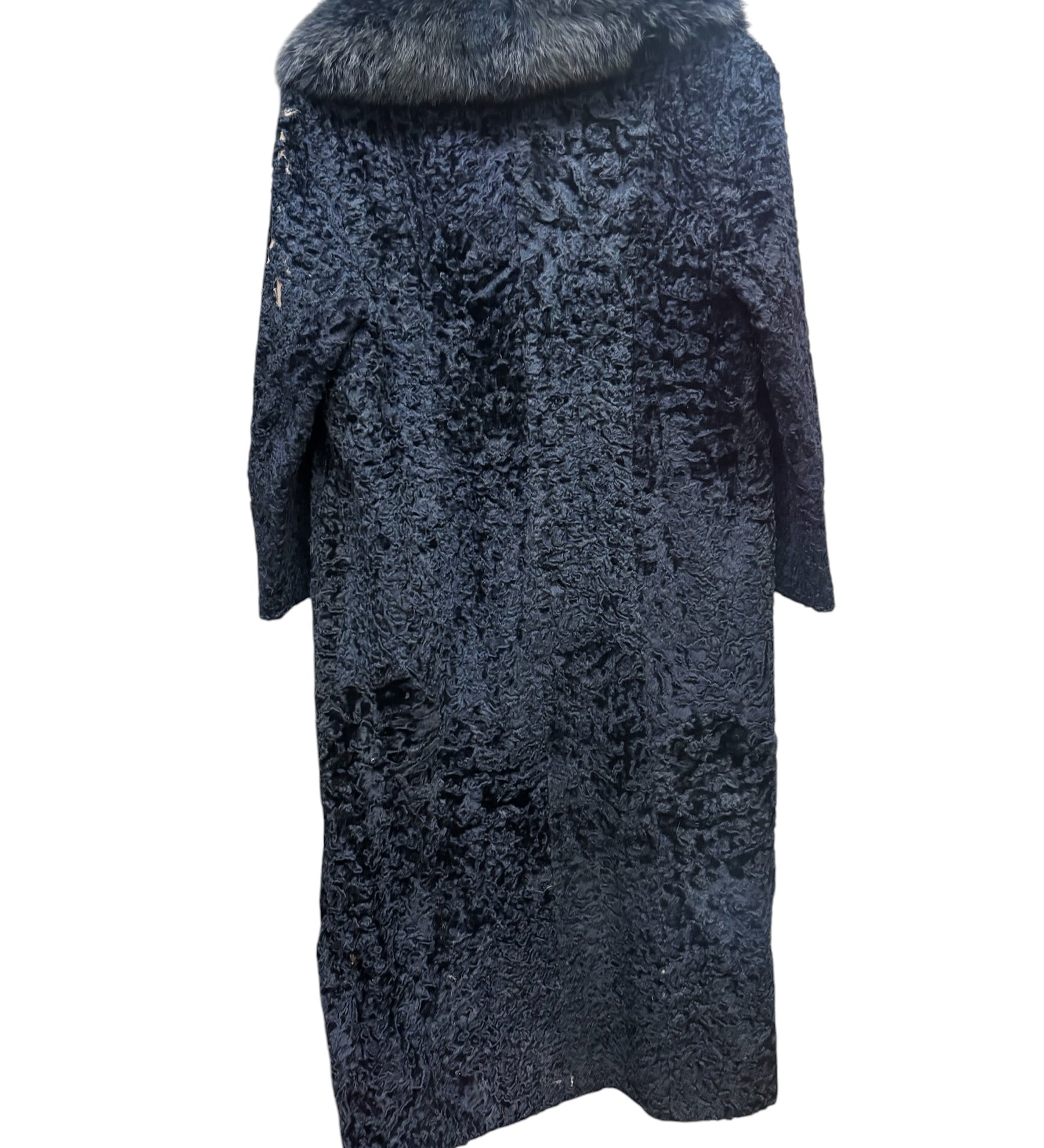 Vintage Navy Blue Persian Lamb Fur Long Coat