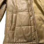 Balmain Beige Leather Puffer Fur Hooded Coat