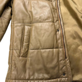 Balmain Beige Leather Puffer Fur Hooded Coat