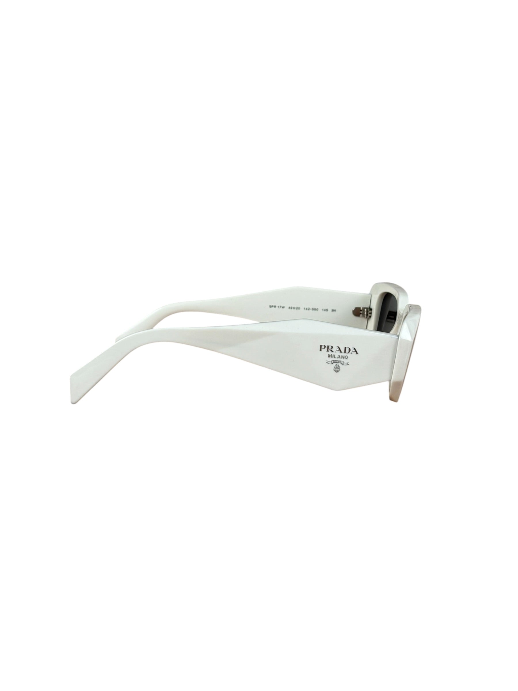 Prada White Symbole Rectangular Sunglasses