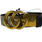 Gucci Belt Reversible GG Supreme/Black Gold Toned Hardware