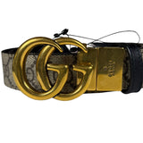 Gucci Belt Reversible GG Supreme/Black Gold Toned Hardware