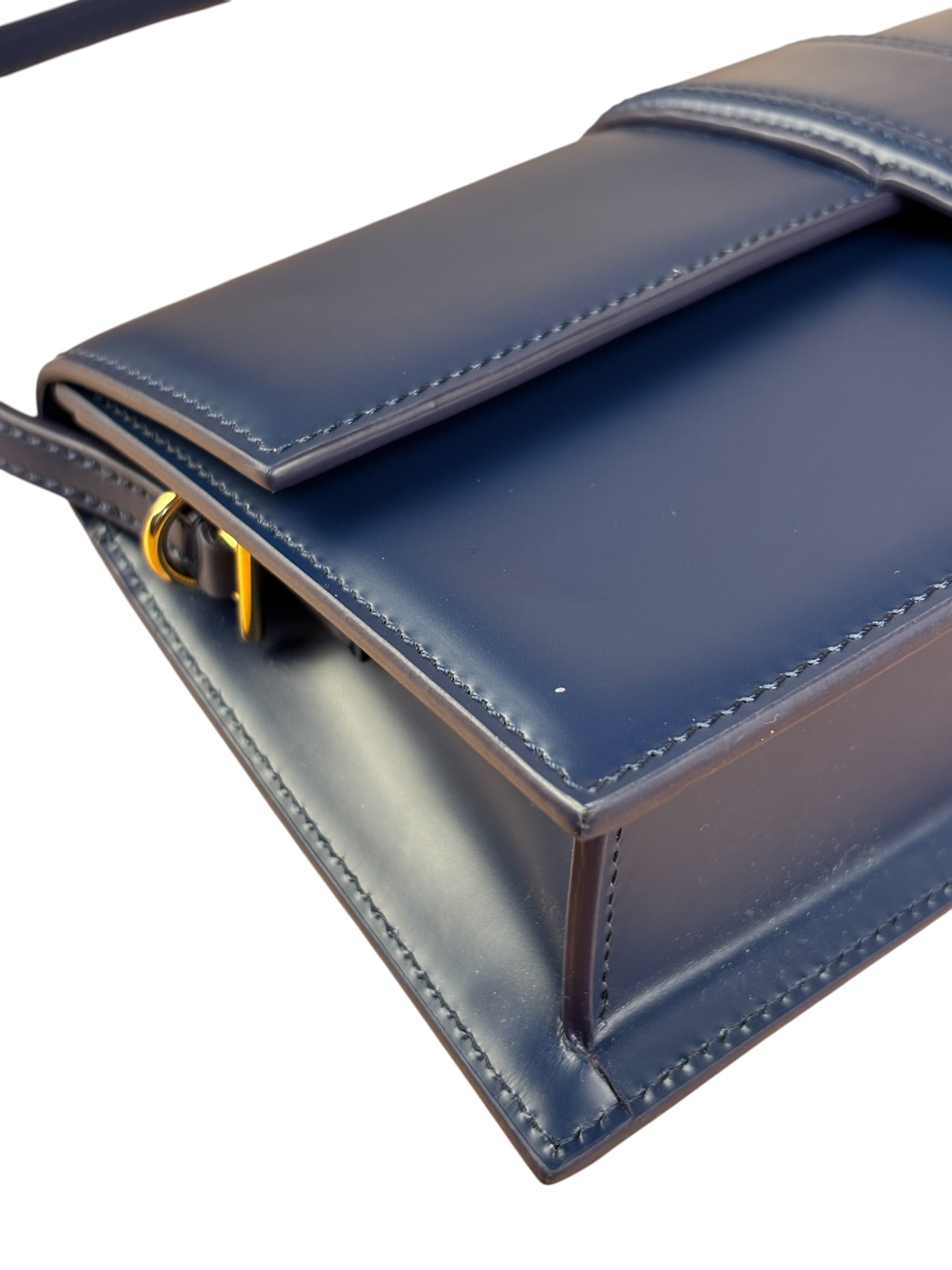 Jacquemus Navy Blue Leather Le Bambino Shoulder Bag