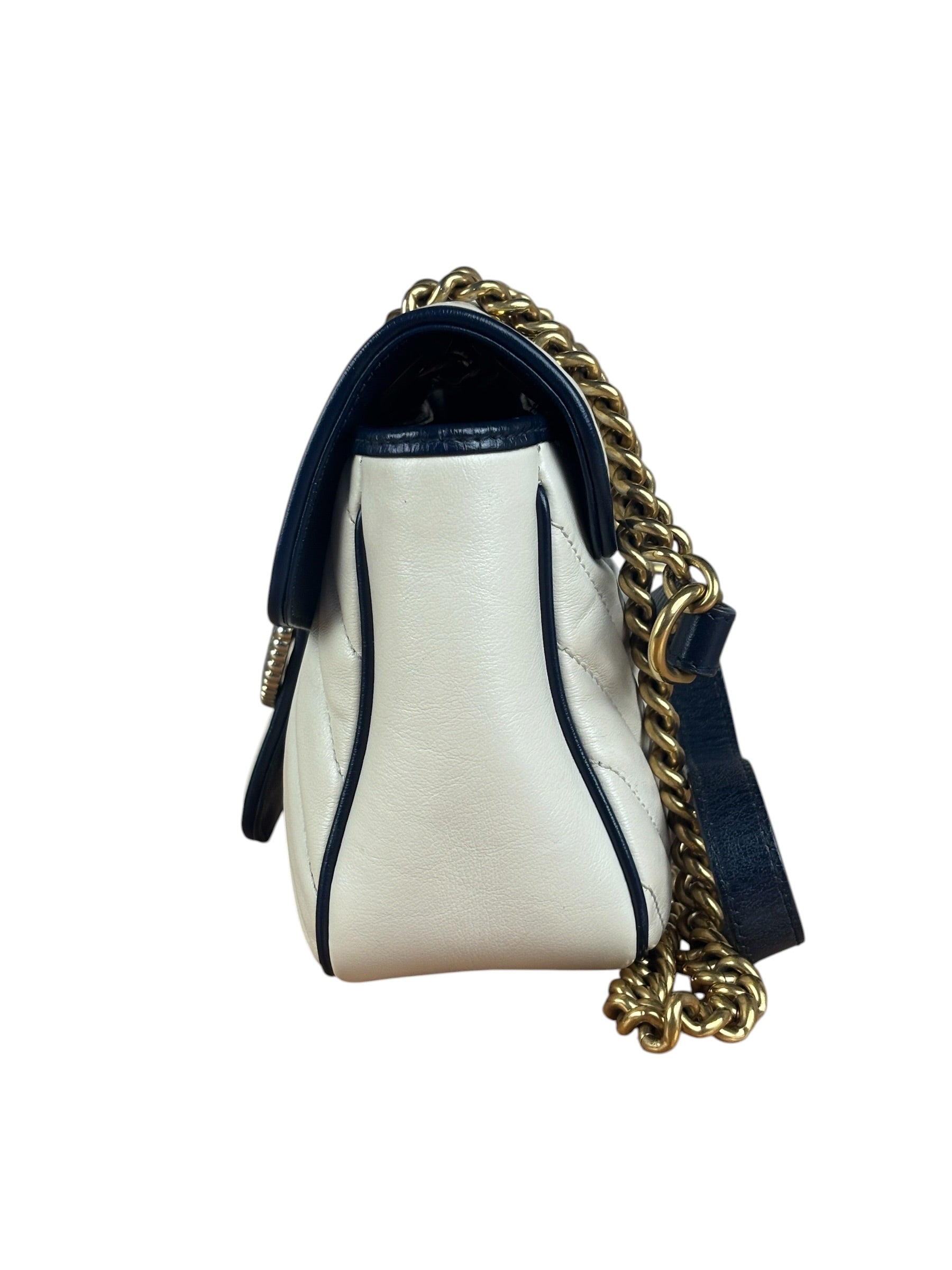 Gucci GG Marmont Cream & Navy Flap Bag
