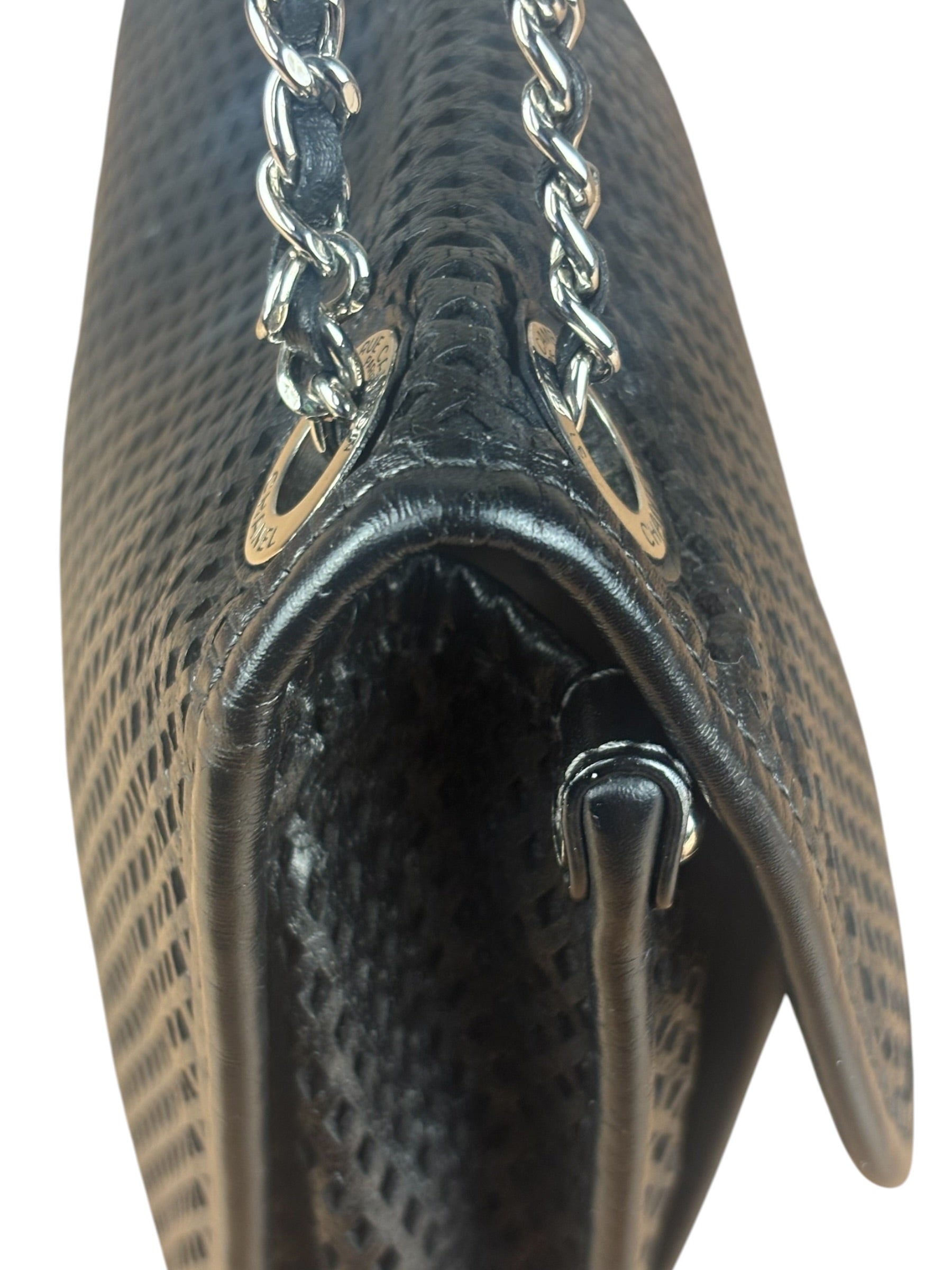 Chanel Black Perforated Leather Up in the Air Flap Bag 2012