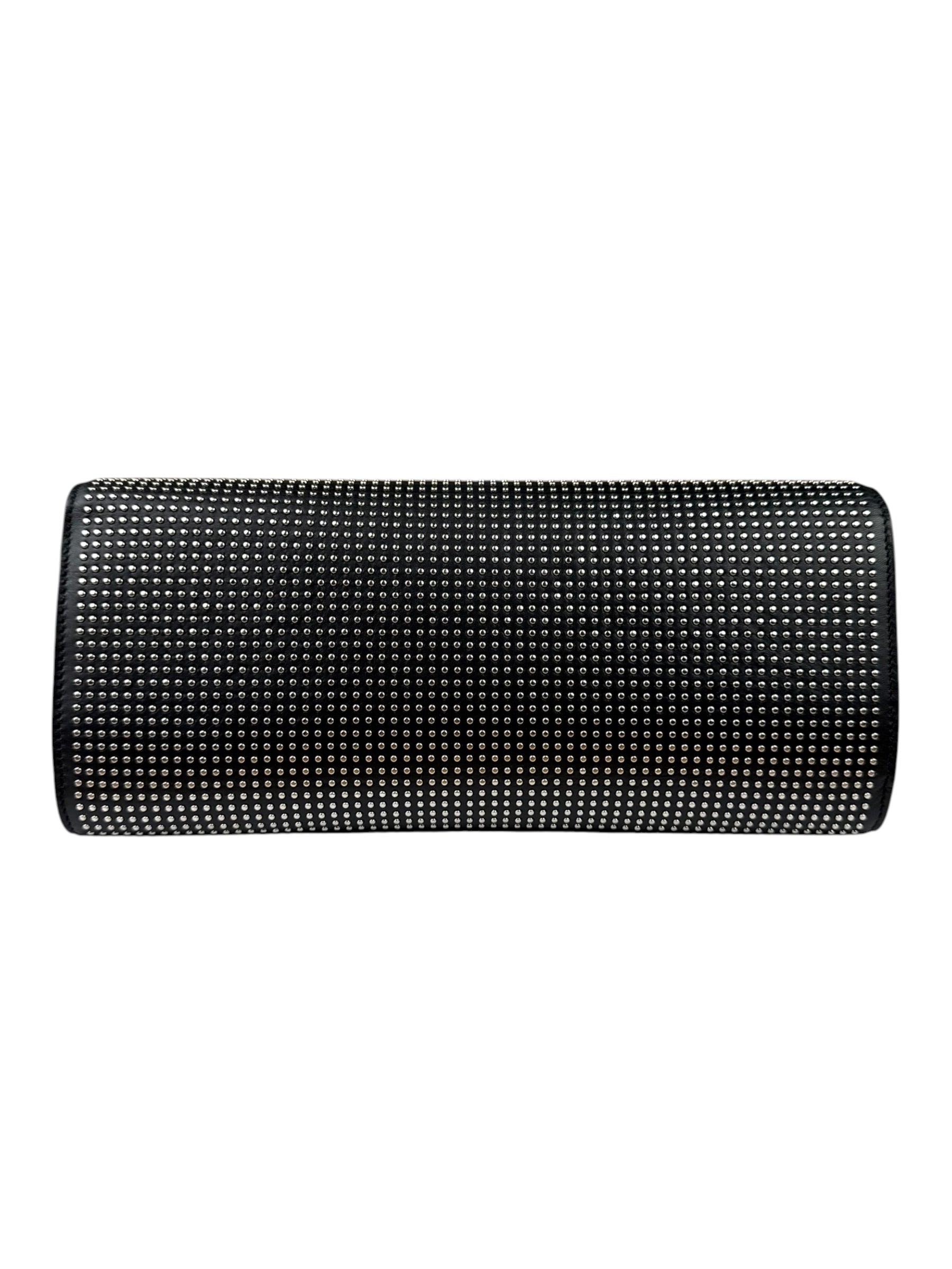 Yves Saint Laurent Black Calfskin Studded Lutetia Flap Clutch