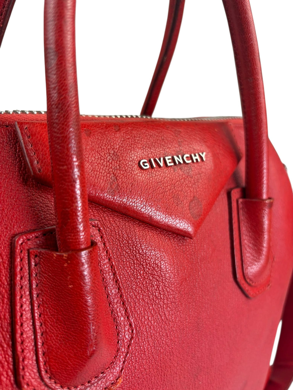 Givenchy Red Glazed Leather Medium Antigona Two-Way Bag