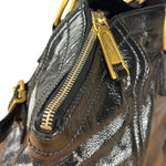 YSL Vintage Black Patent Leather Downtown Handbag