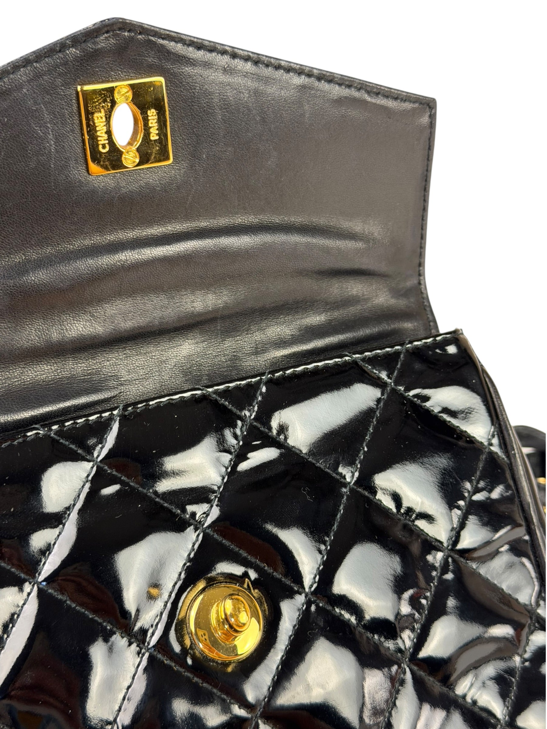 Chanel Black Patent Leather Belt Bag 1995