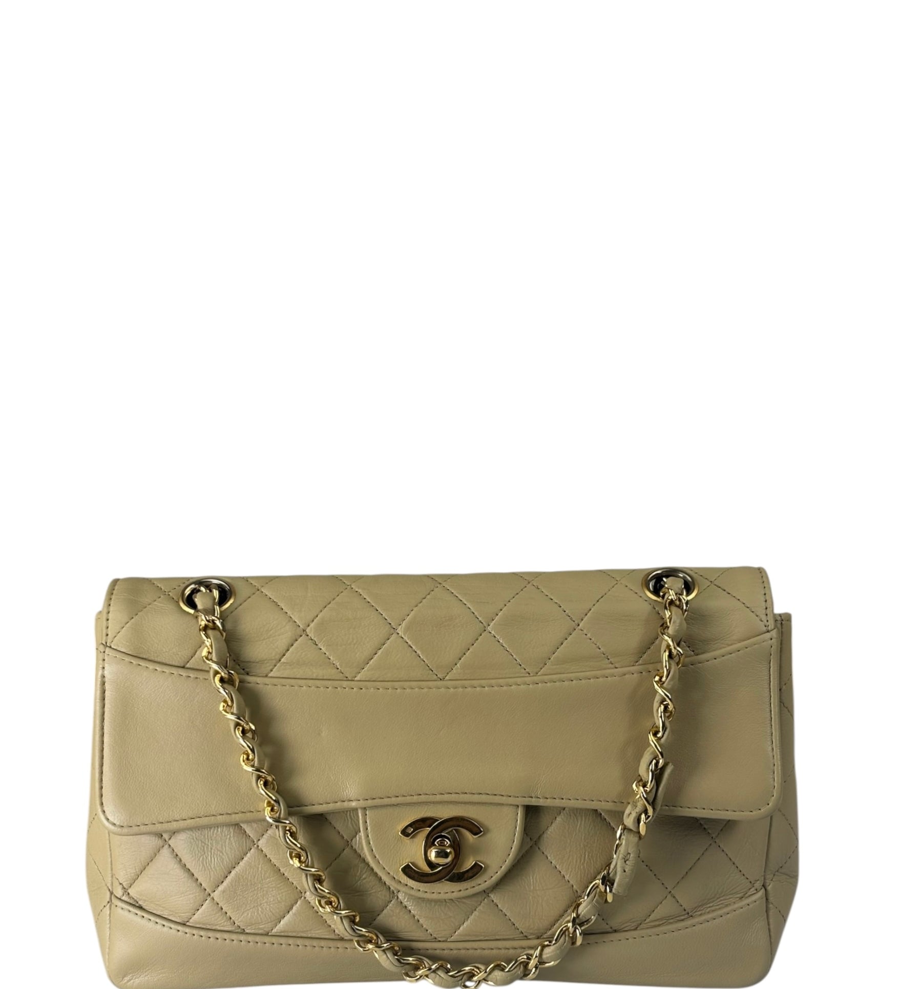 Chanel Vintage Beige Quilted Leather Diana Flap Bag 1989