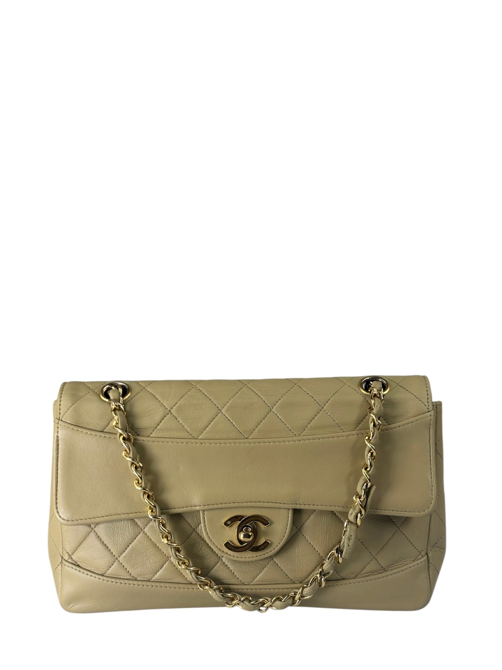 Chanel Vintage Beige Quilted Leather Diana Flap Bag 1989