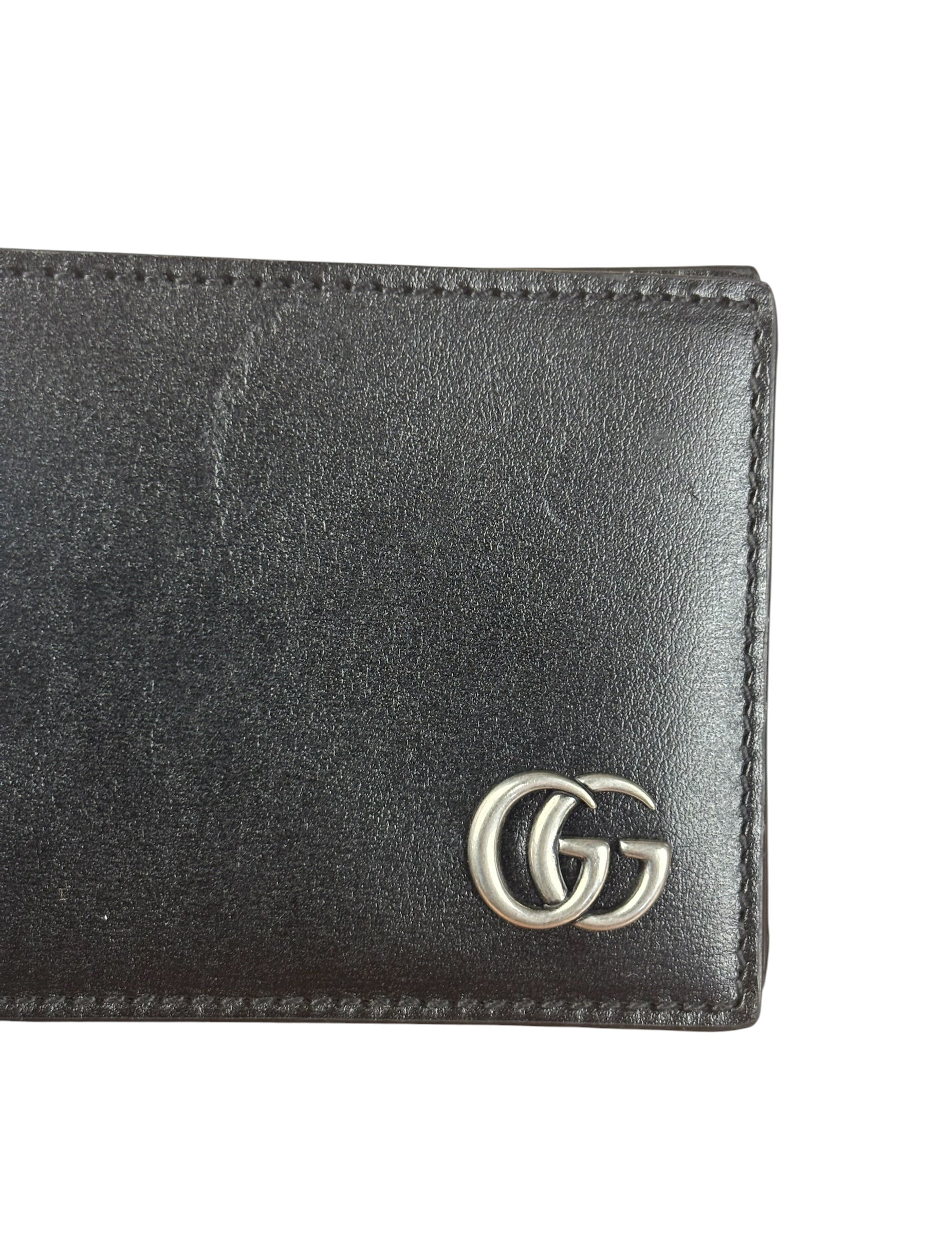 Gucci Black Leather Marmont Boarded Plutone Wallet