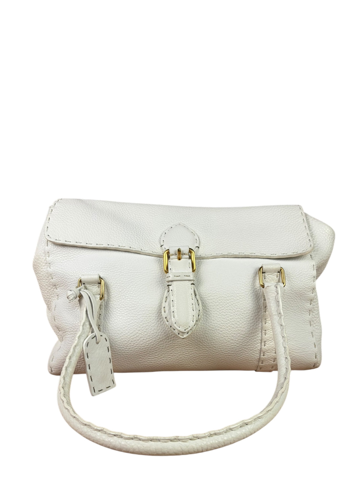 Fendi White Leather Selleria Linda Shoulder Bag