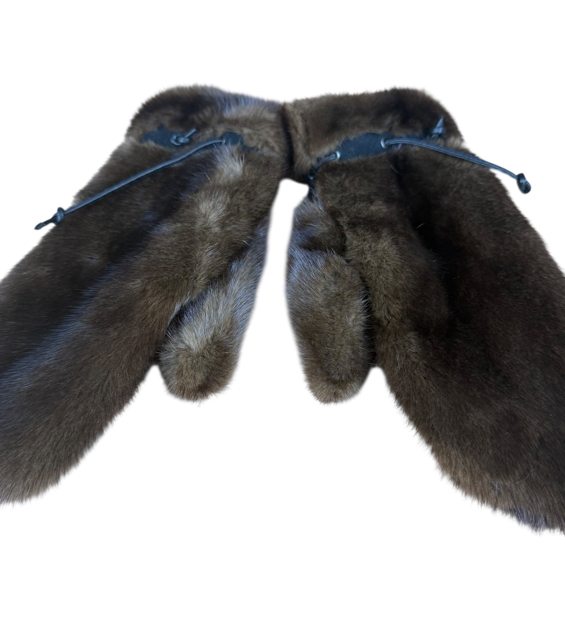 Vintage Brown Fur Mittens