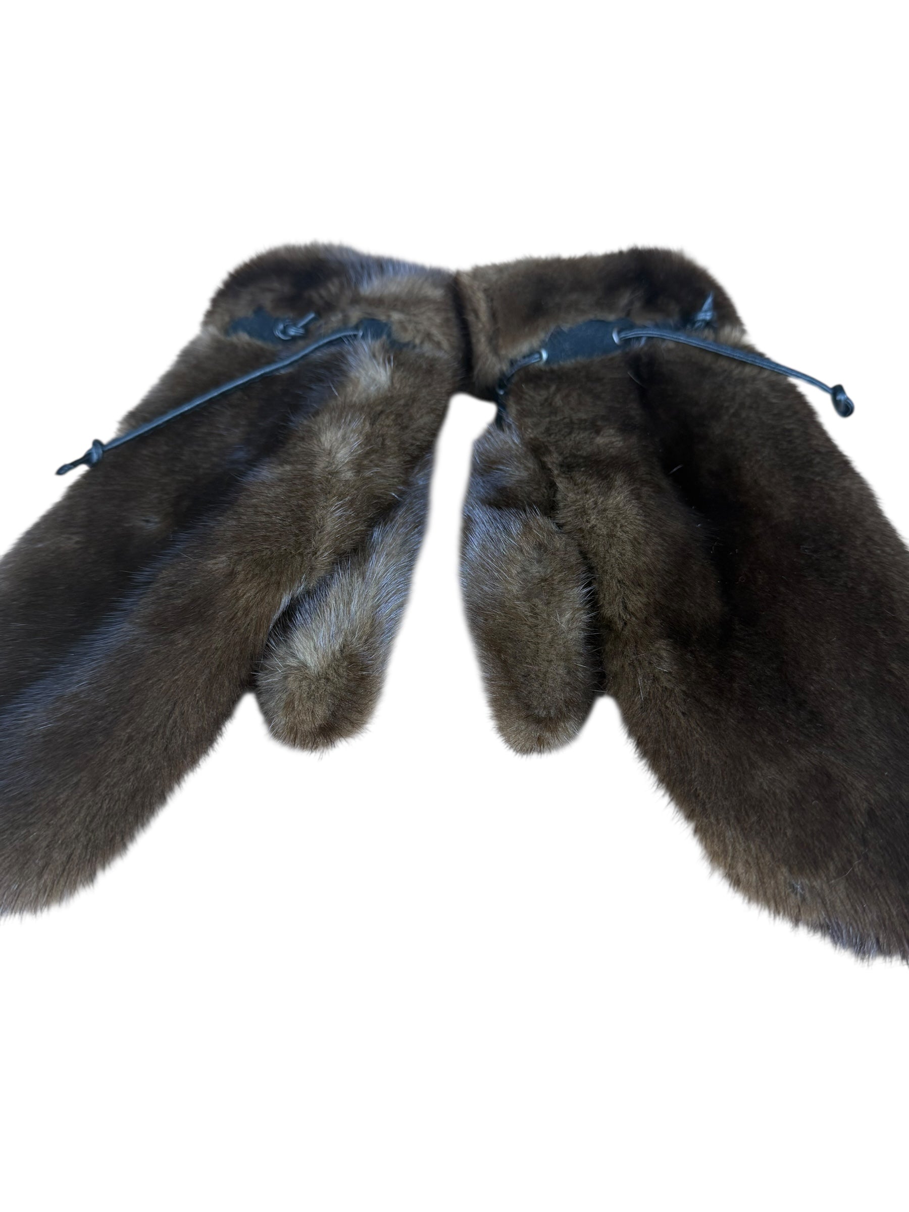 Vintage Brown Fur Mittens