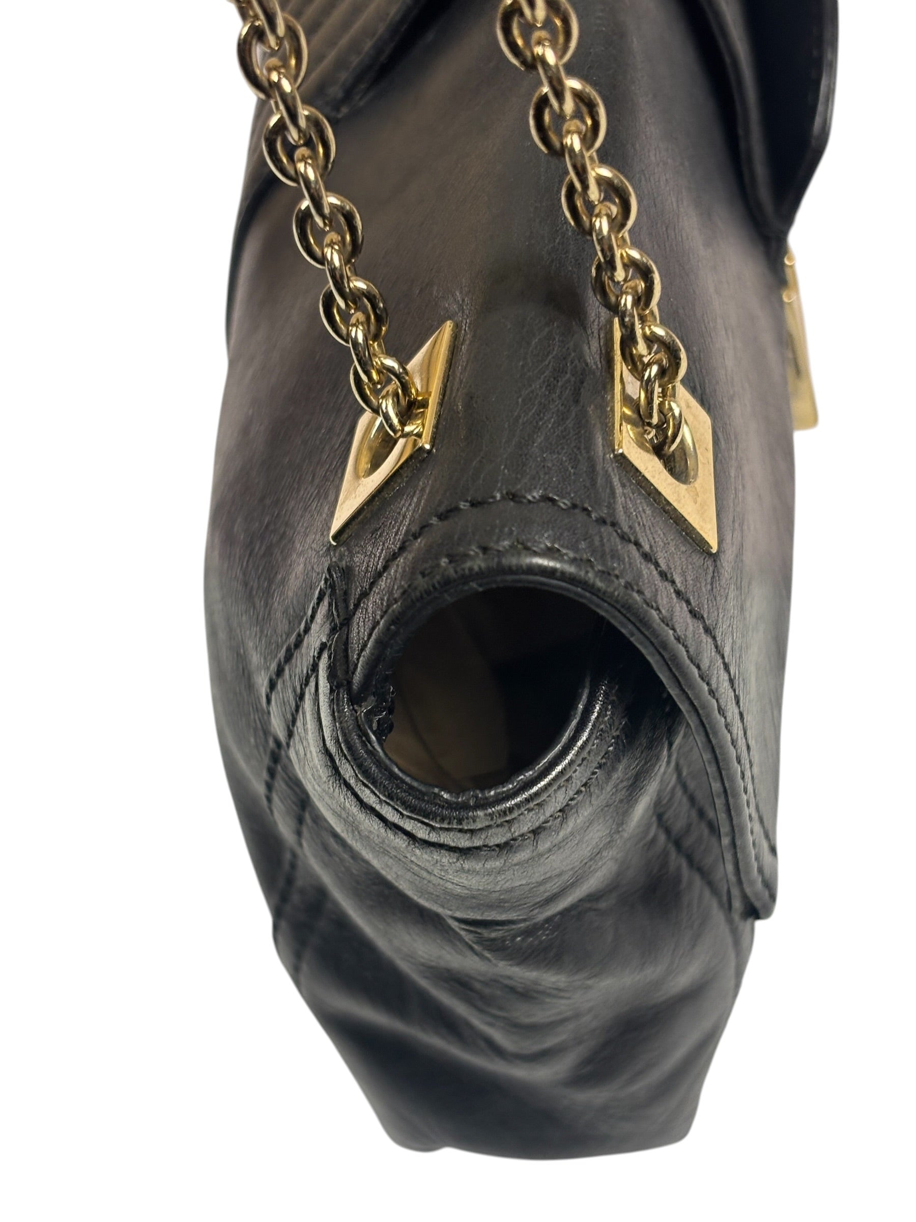 Fendi Black Leather Maxi Baguette