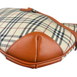 Burberry Orange Leather Trim Nova Check Hobo Bag