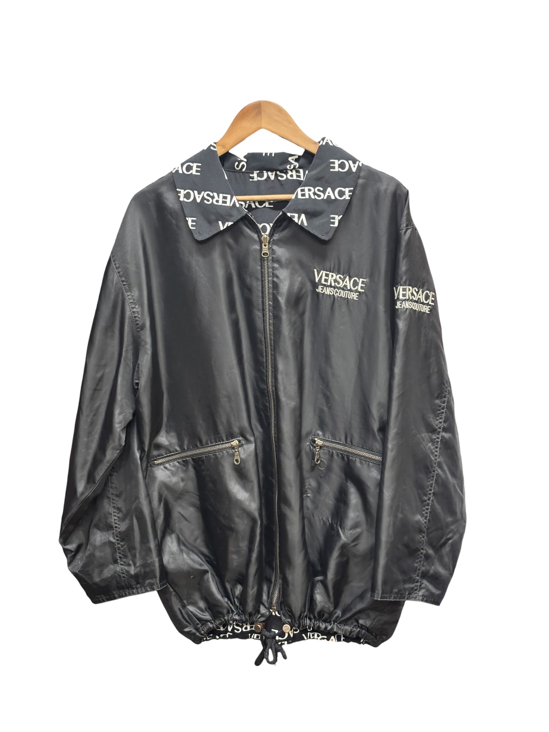Vintage Versace Jeans Couture Black Polyester Reversible Jacket
