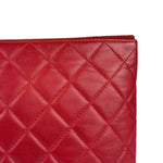 Chanel Vintage Red Leather Classics O-Case Clutch 1992