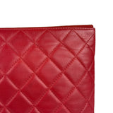Chanel Vintage Red Leather Classics O-Case Clutch 1992