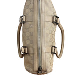 Gucci GG Beige Leather Trim Guccissima Small Boston Bag