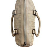 Gucci GG Beige Leather Trim Guccissima Small Boston Bag