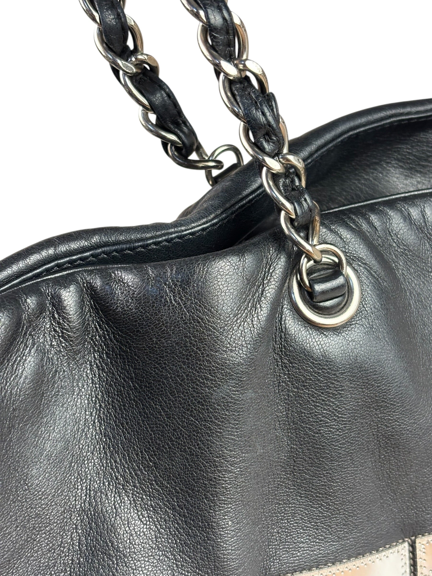 Chanel Black Leather CC Mirrored Mosaic Chain Tote 2008