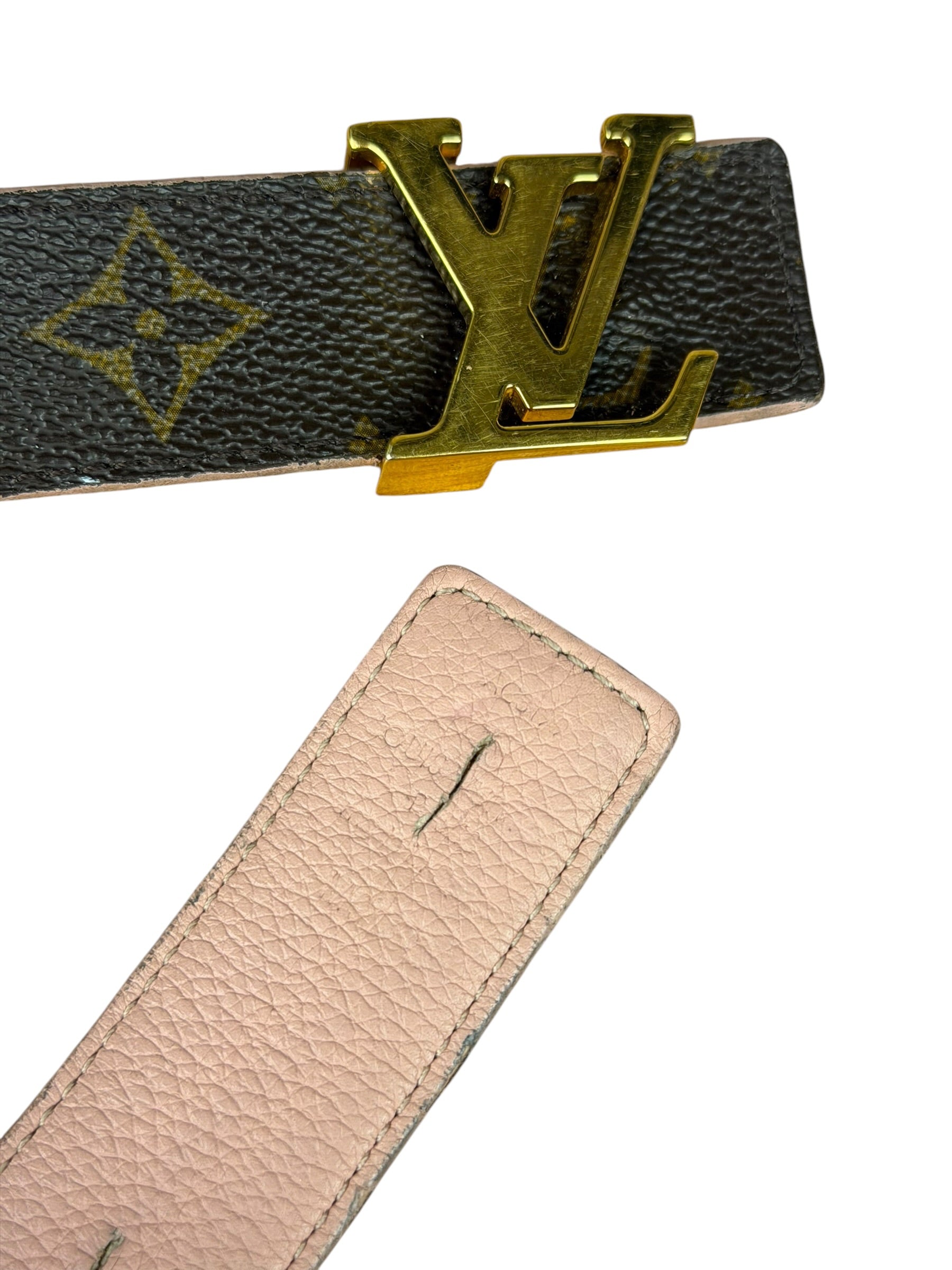 Louis Vuitton Peach/Monogram LV Initiales 30MM Reversible Belt