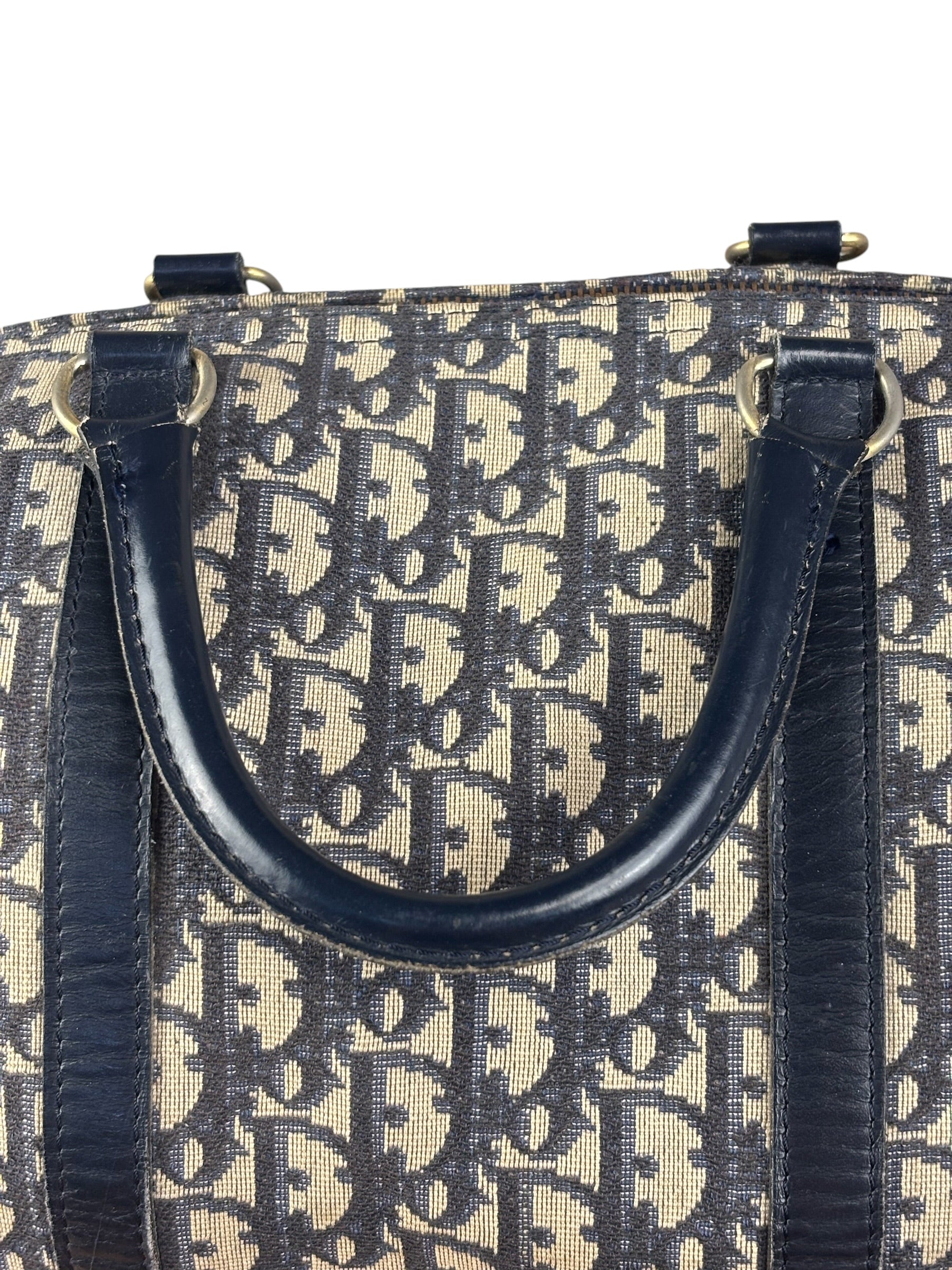 Christian Dior Vintage Navy Blue Trotter Boston Bag