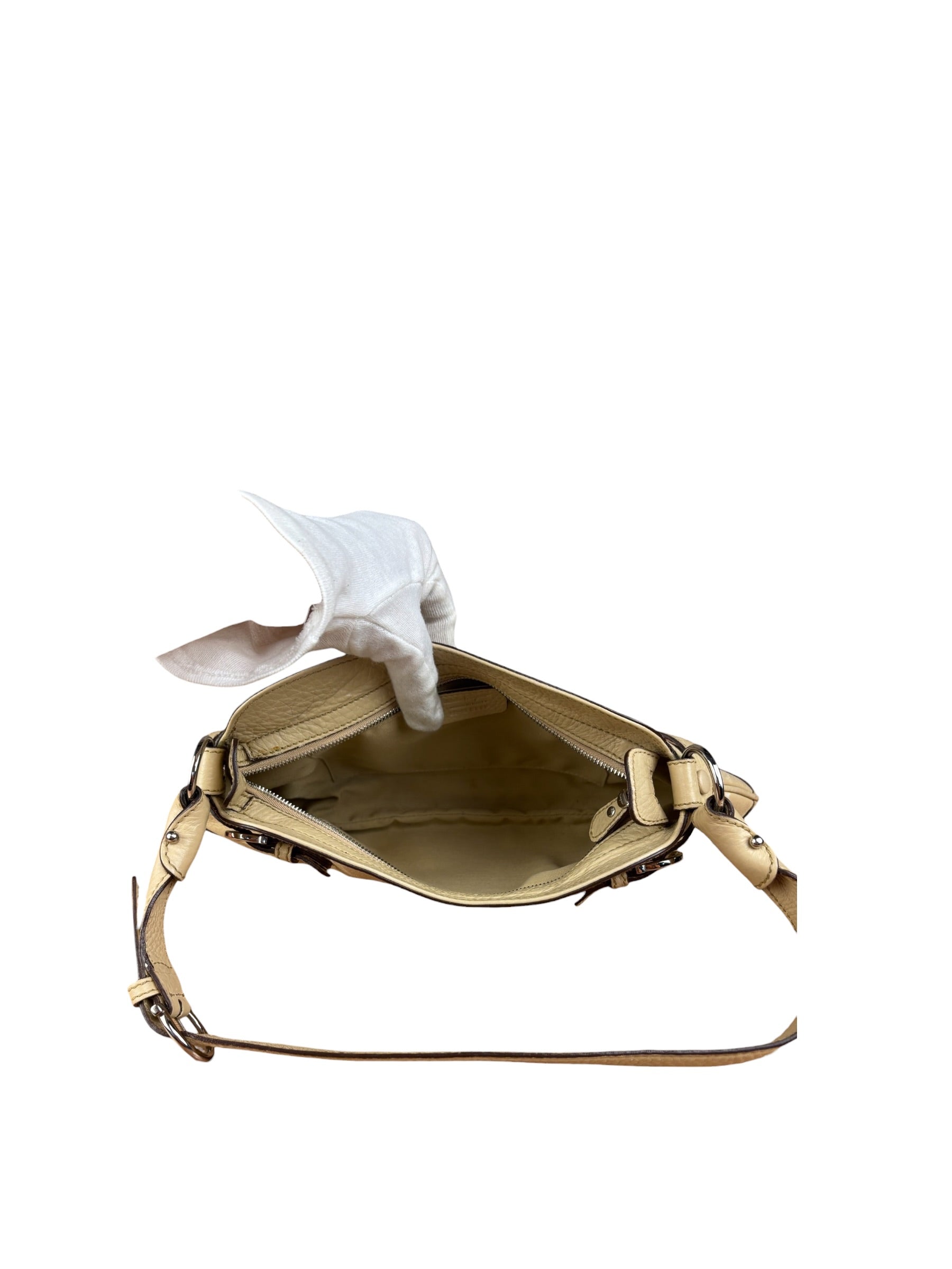 Salvatore Ferragamo Beige Gancini Buckle Shoulder Bag
