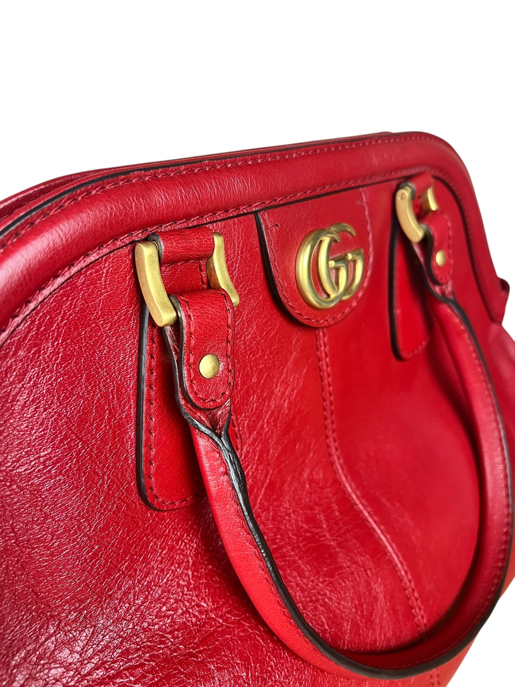 Gucci Re(Belle) Red Leather Top Handle Bag