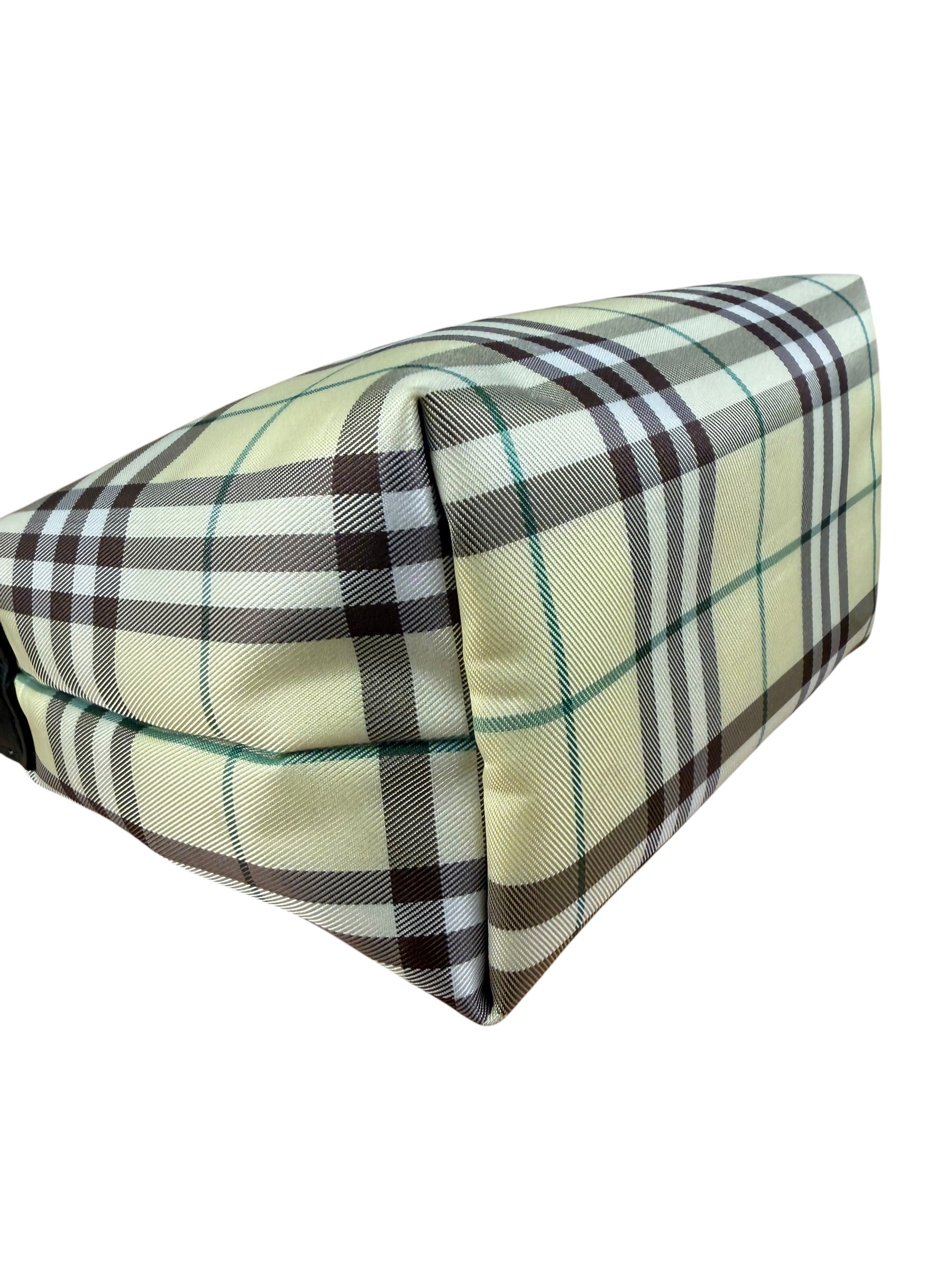 Burberry Multicolor Leather Trim House Check Top-Handle Pouch
