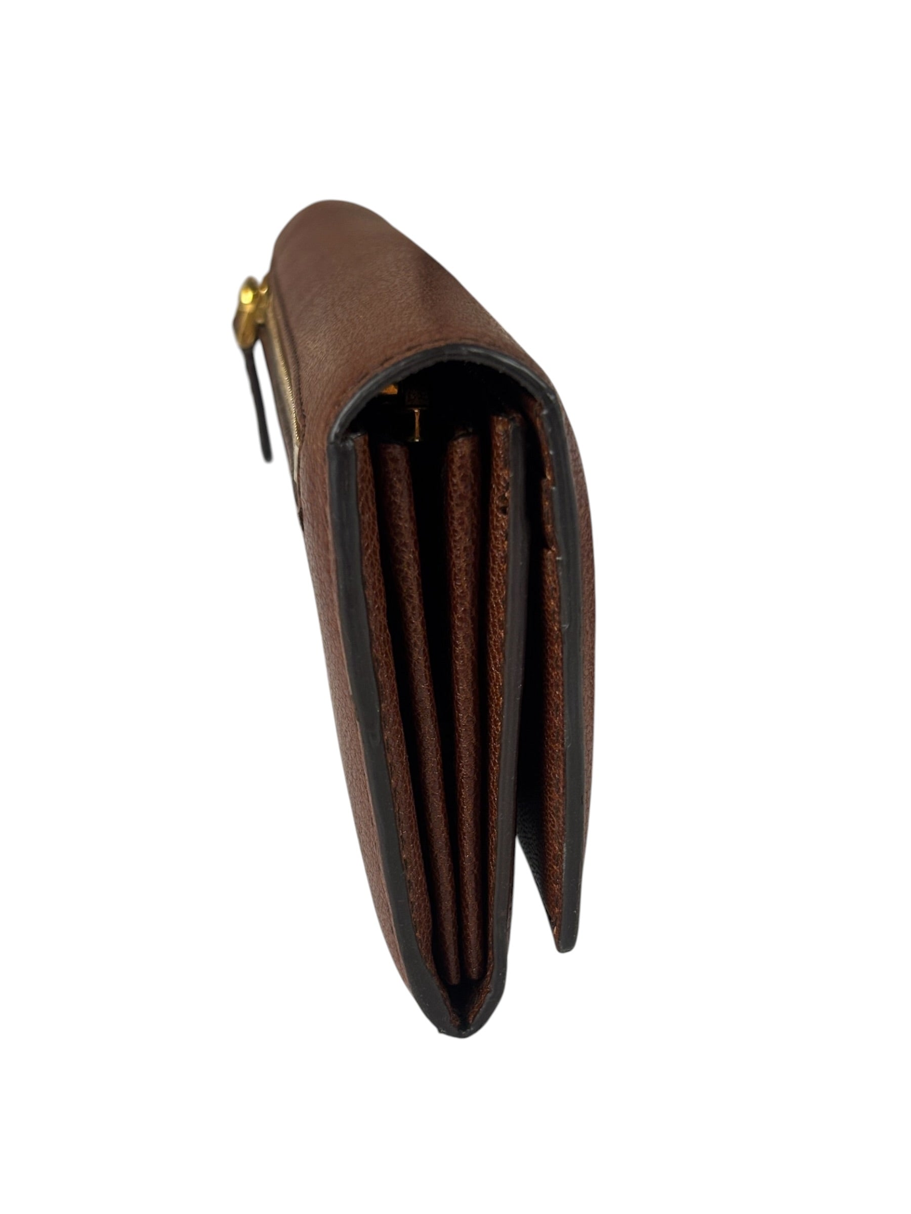Tom Ford Brown Leather Flap Bi-Fold Wallet