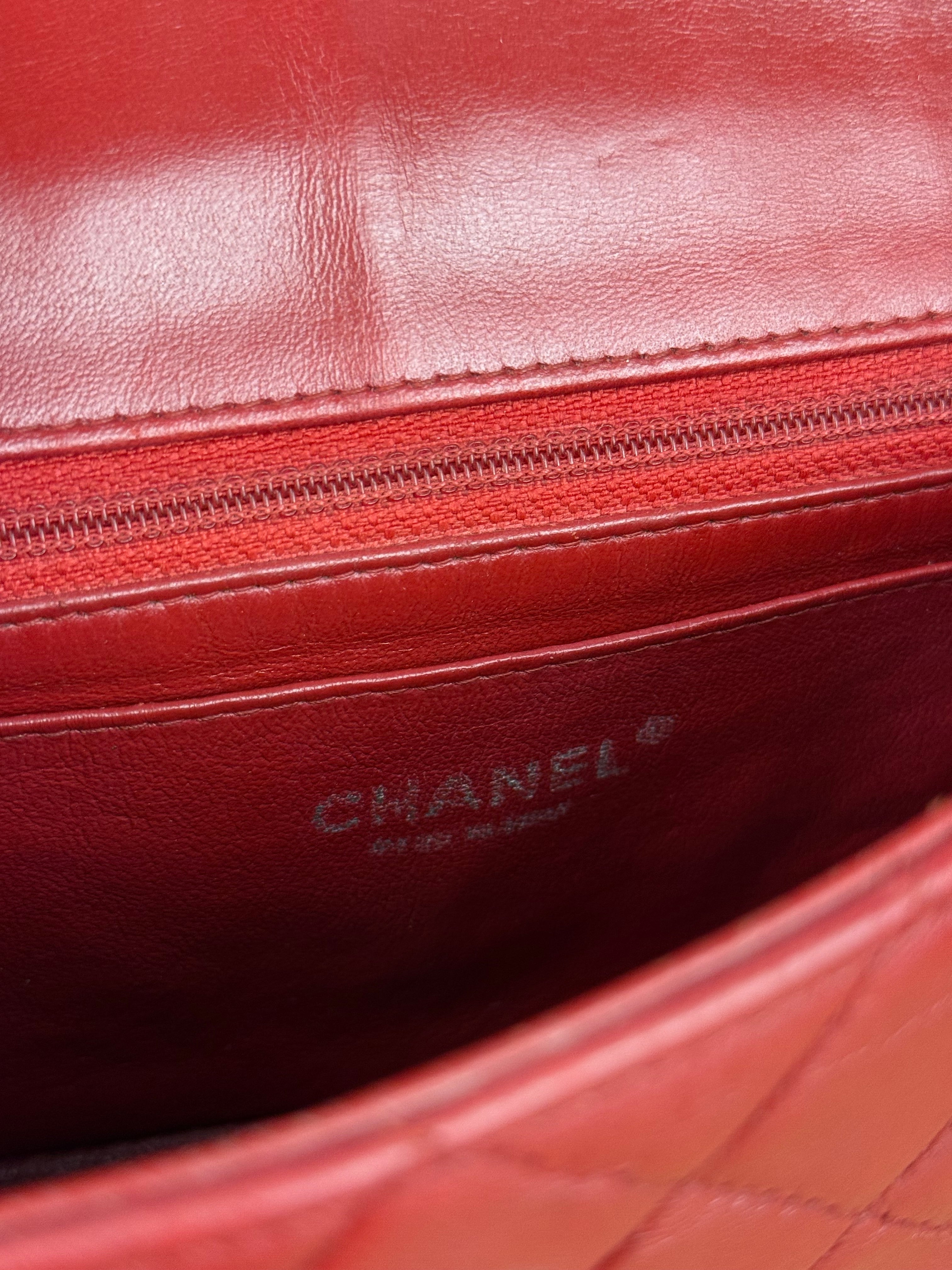 Chanel Red Quilted Leather Classic Mini Flap Bag 2012
