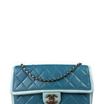 Chanel CC Two-Toned Blue Leather Flap Bag 2014