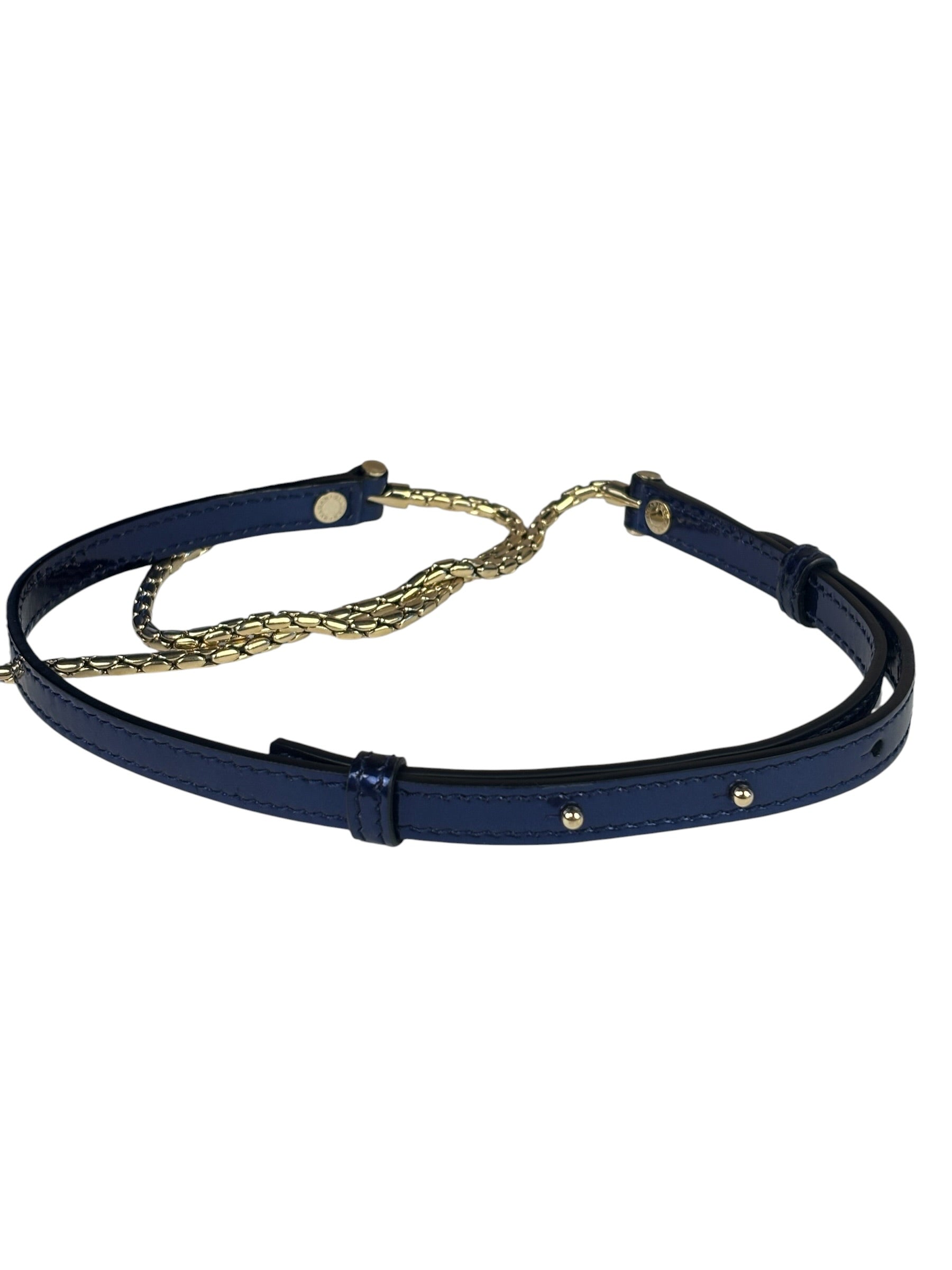 Bvlgari Shiny Blue Patent Leather Serpenti Forever Two-Way Bag