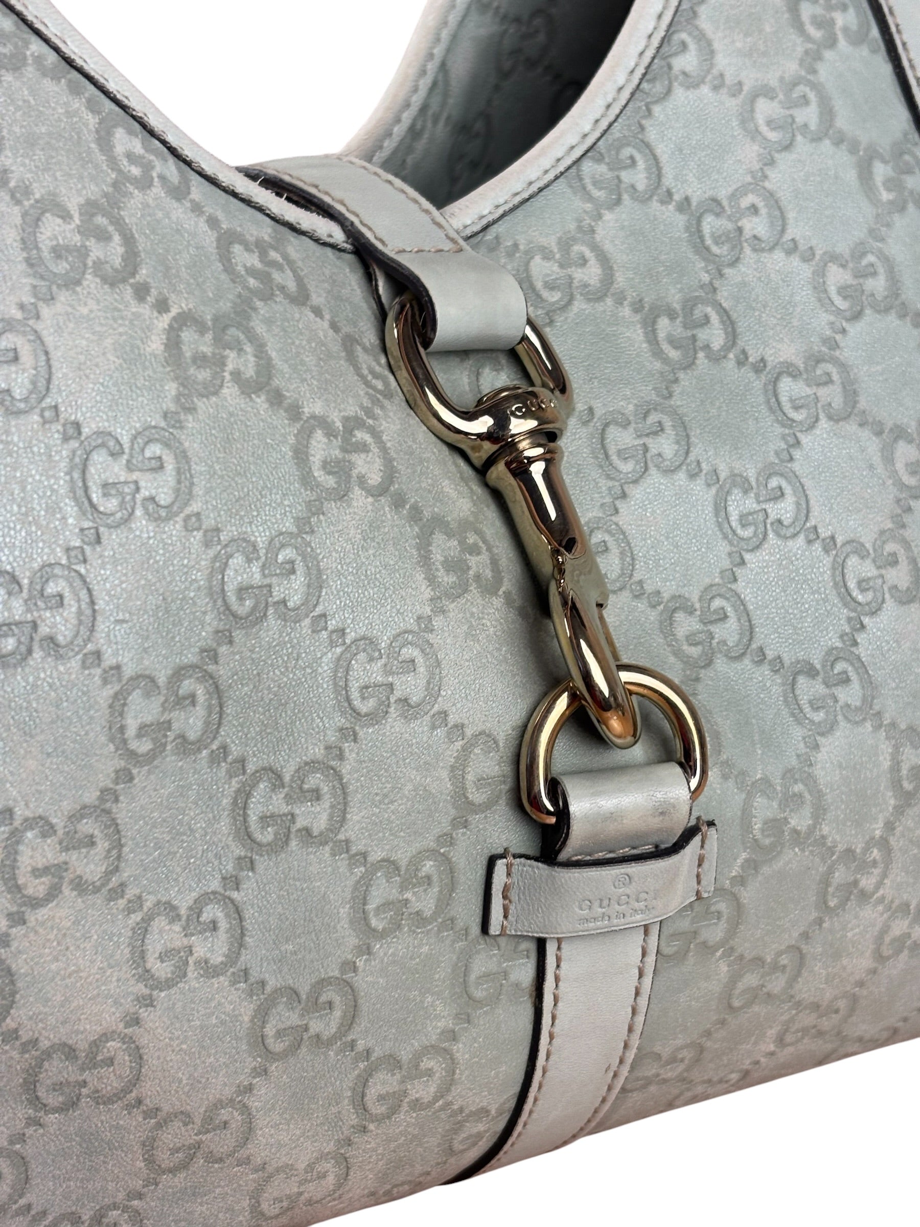 Gucci Green GG Monogram Guccissima Jackie Hobo Bag