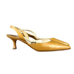 Manolo Blahnik Nude Leather Slingback Kitten Heels