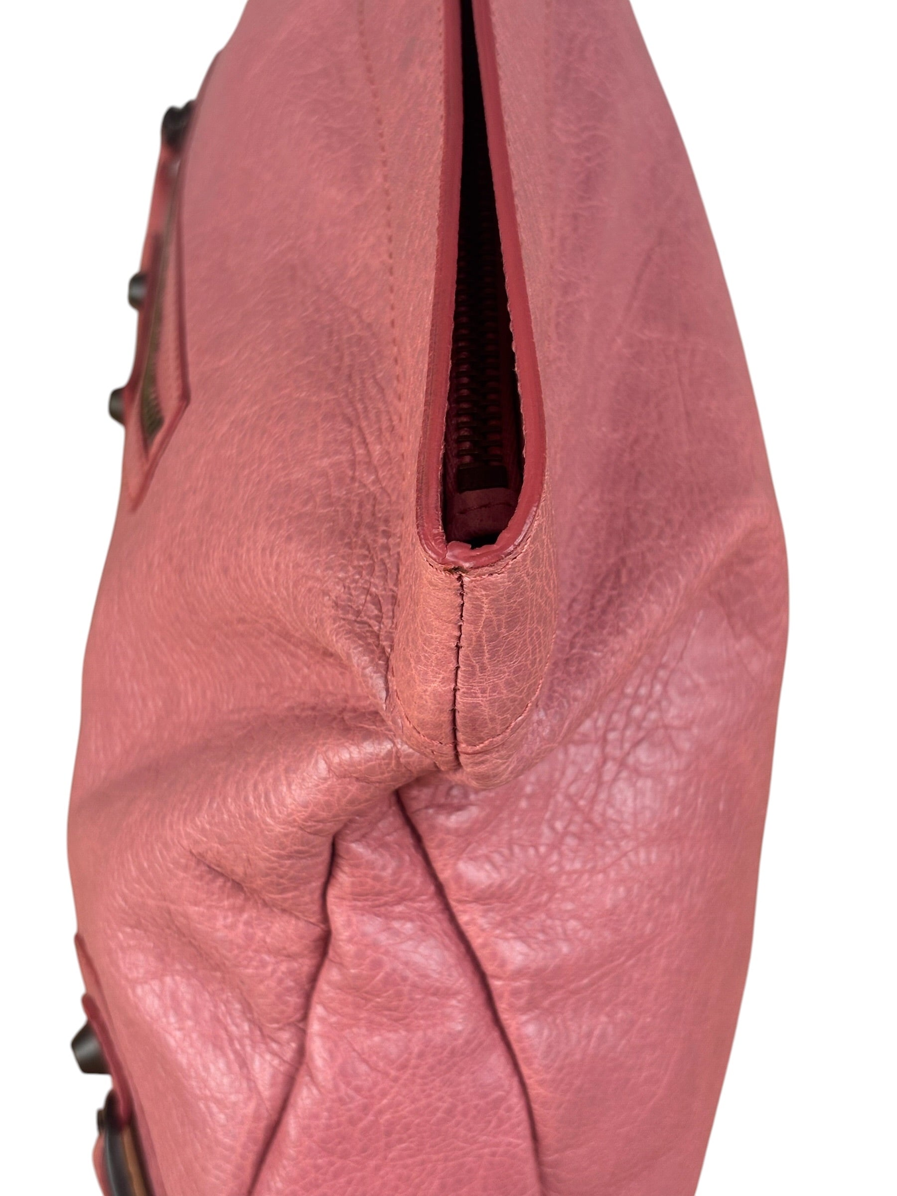 Balenciaga Rose Burbon Leather Large Premier Clutch Bag