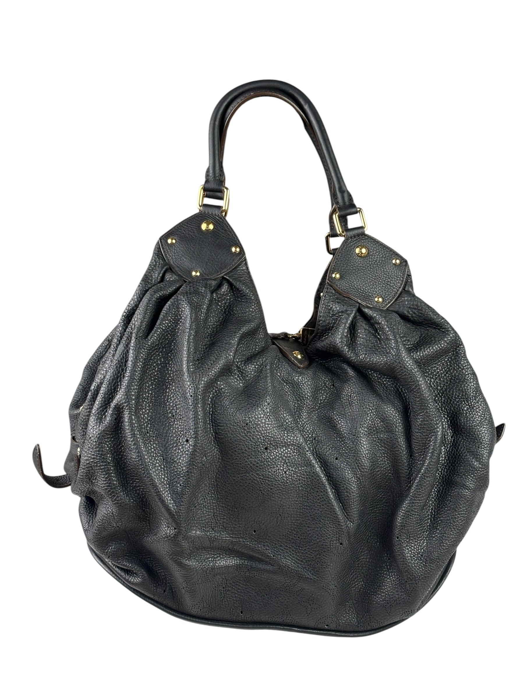 Louis Vuitton Black Calfskin Mahina XL Hobo Bag