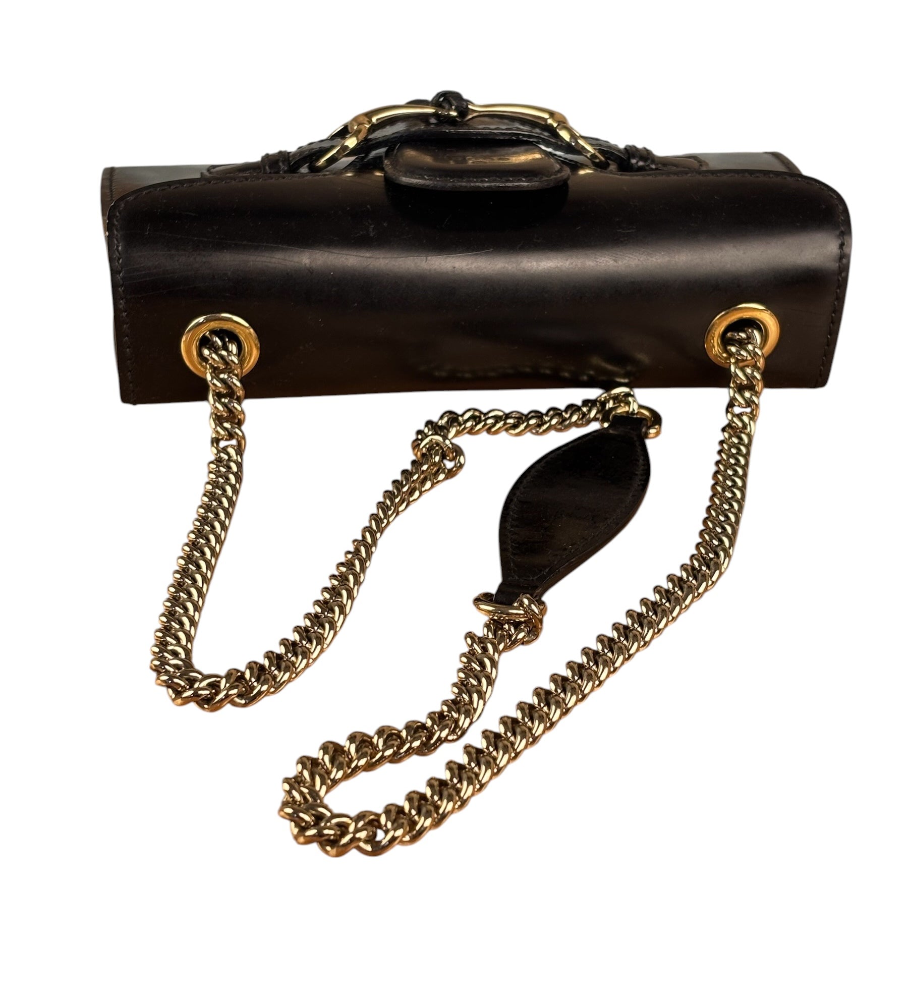 Gucci Black Leather Small Emily Chain Shoulder Bag