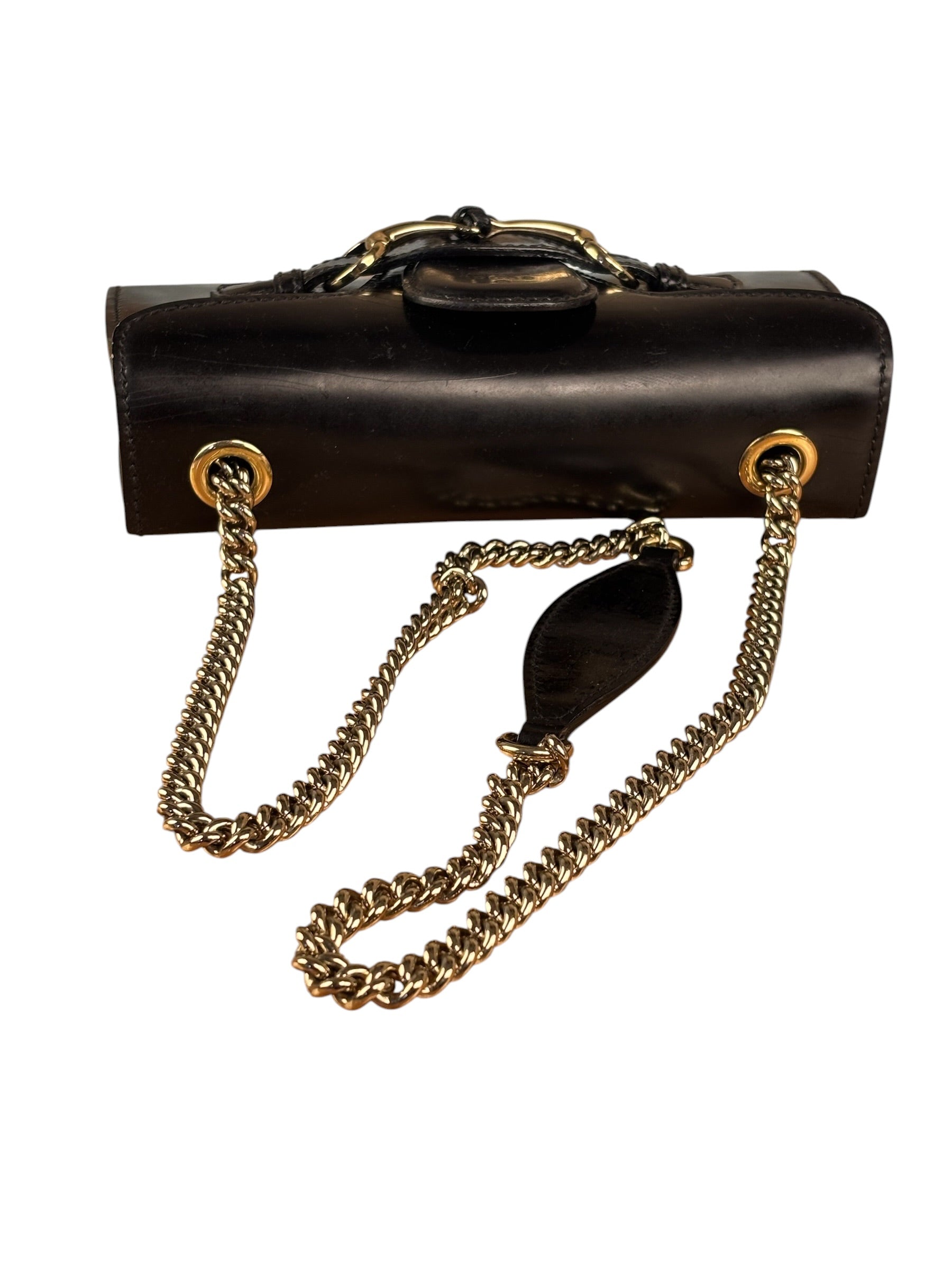 Gucci Black Leather Small Emily Chain Shoulder Bag