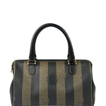 Fendi Brown/Black Leather Pequin Boston Bag
