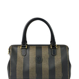Fendi Brown/Black Leather Pequin Boston Bag