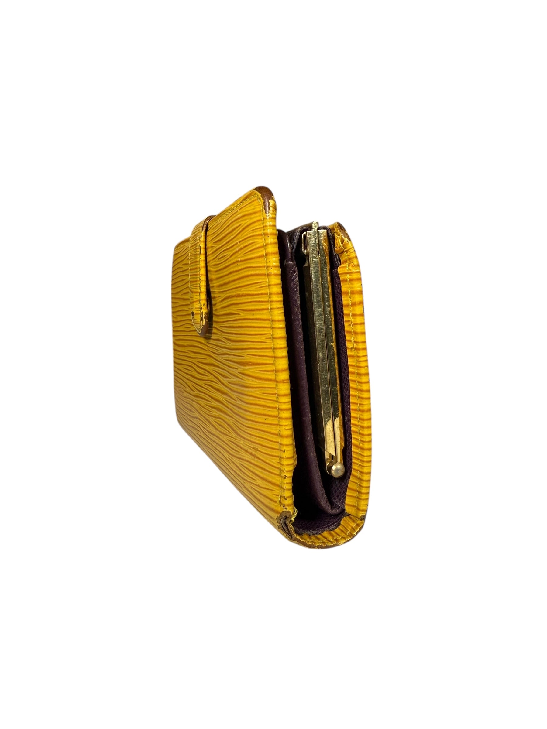 Louis Vuitton Epi Kiss Lock Wallet Yellow