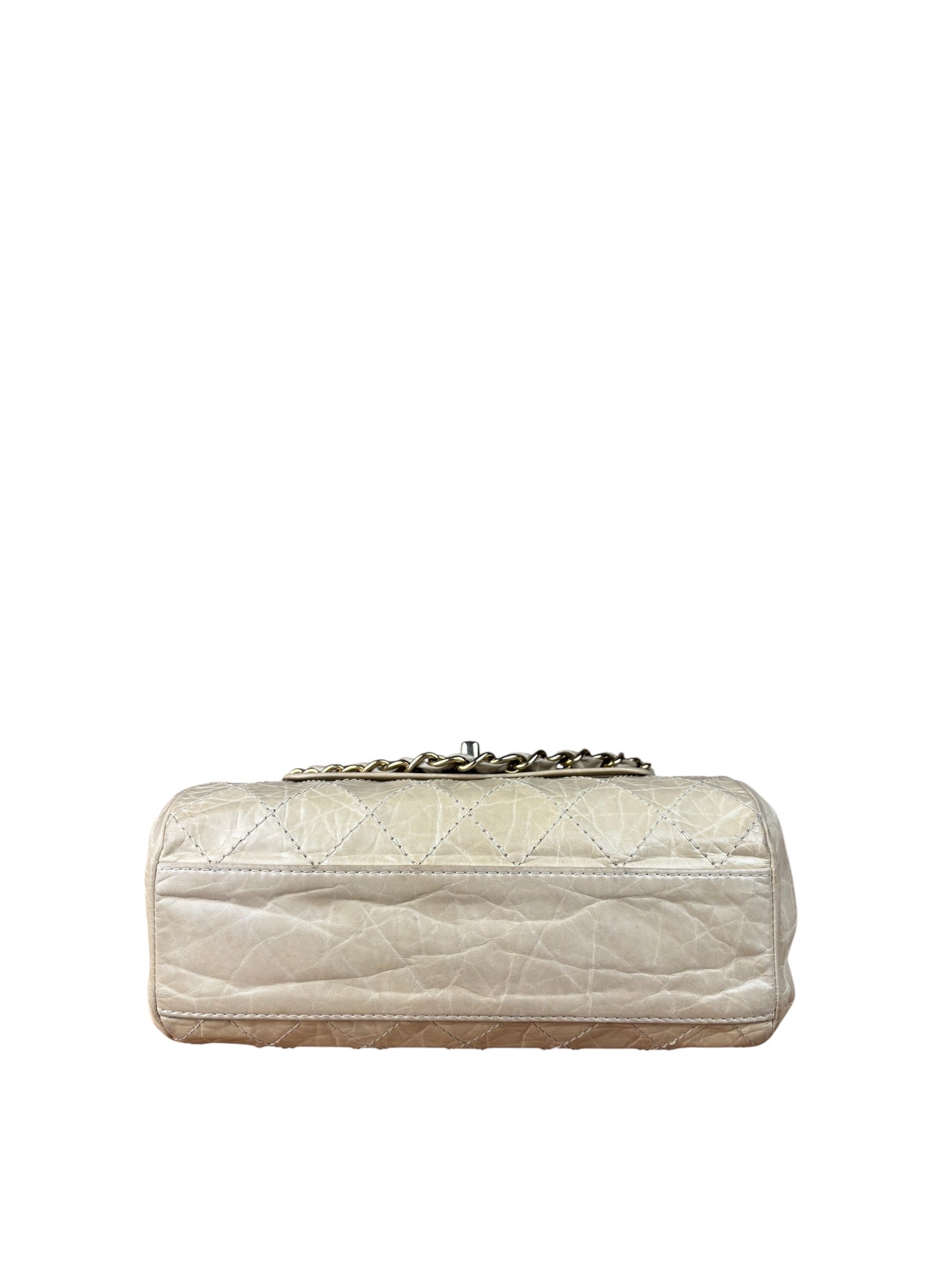 Chanel Beige Quilted Leather Accordion Double Flap Bag 2005